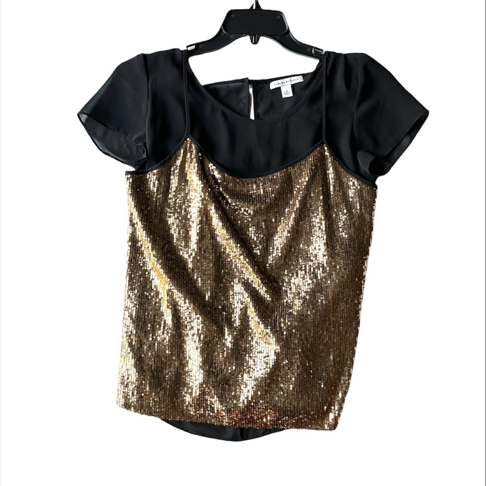 Banana Republic Sheer Top with Gold sequin Tank